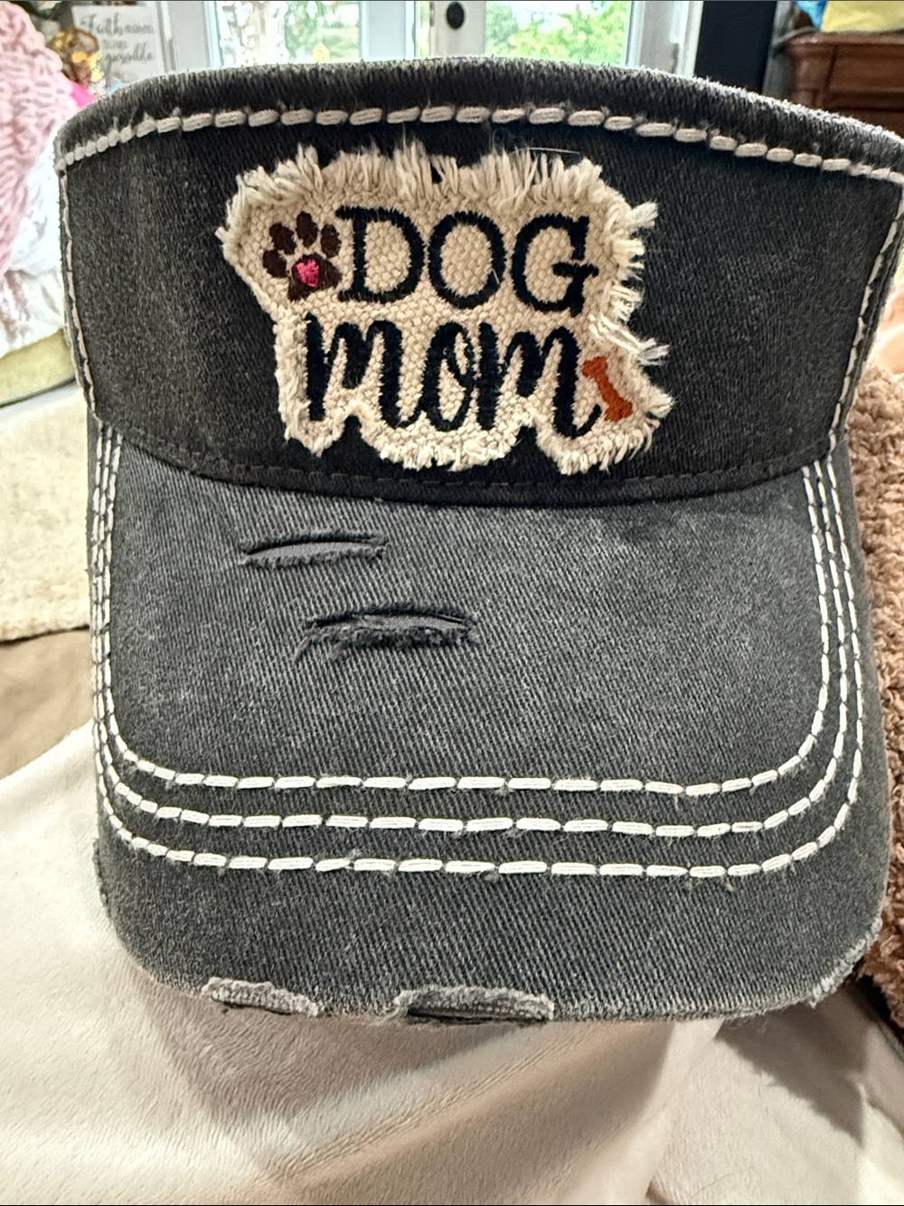 New "Kbethos Vintage" Dog Mom Blk distressed Jean adj Pet Lover Hat